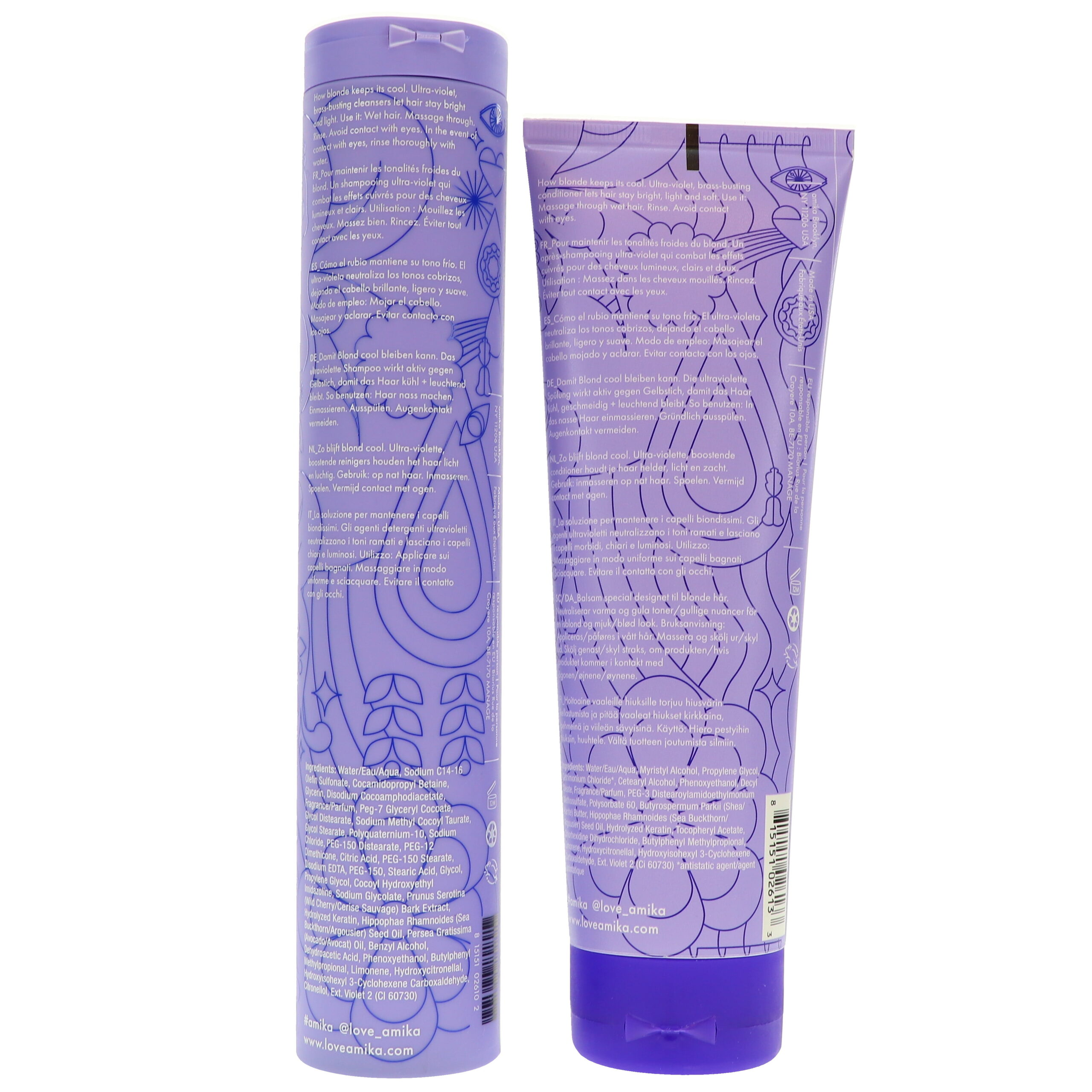 Amika Bust Your Brass Cool Blonde Shampoo 10 oz & Conditioner 8.45 oz Combo Pack - Image 2