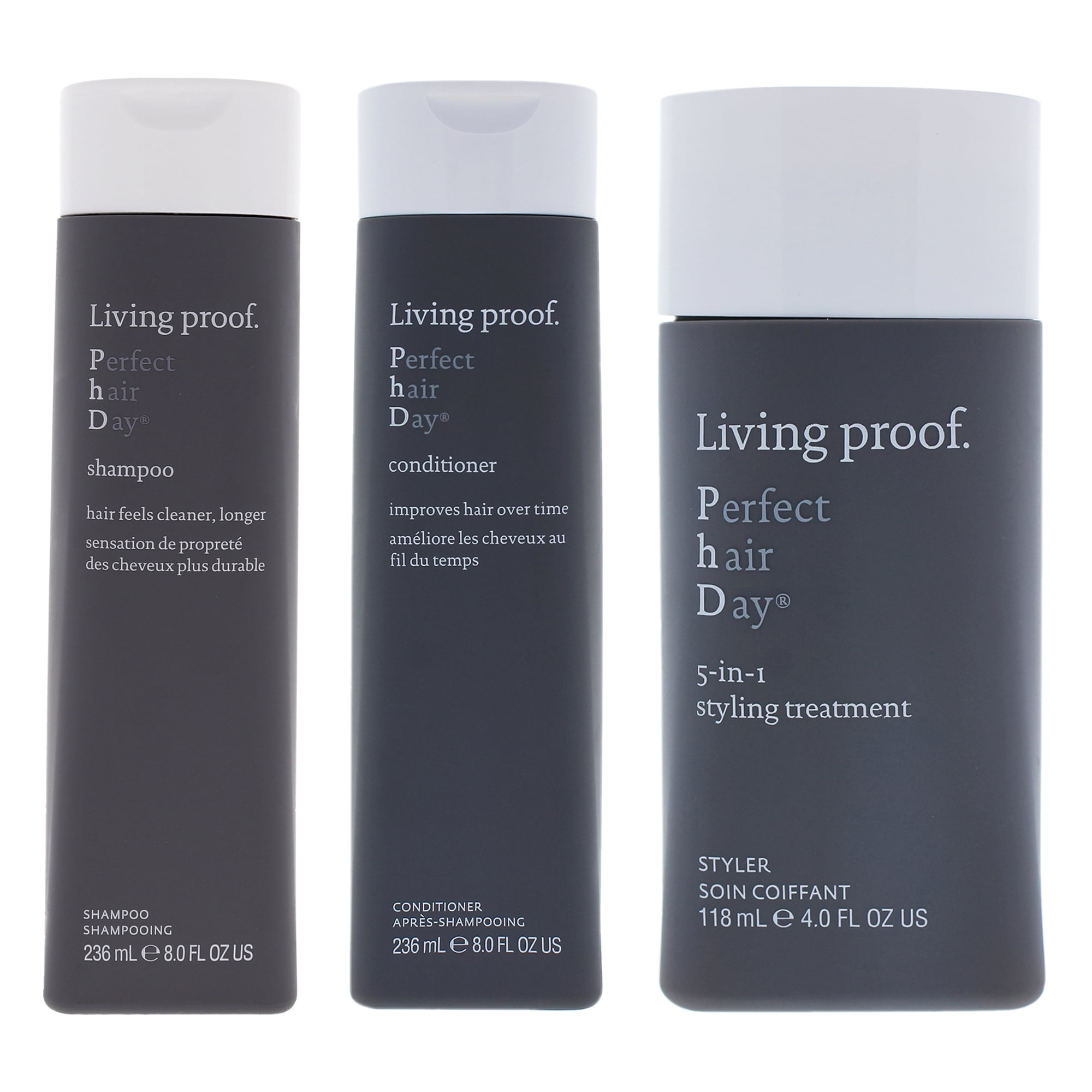 Living Proof Perfect Hair Day Shampoo Conditioner and Treatment 3 Pc Kit - 8oz Shampoo, 8oz Conditioner, 4oz 5-In-1 Styling Treatment